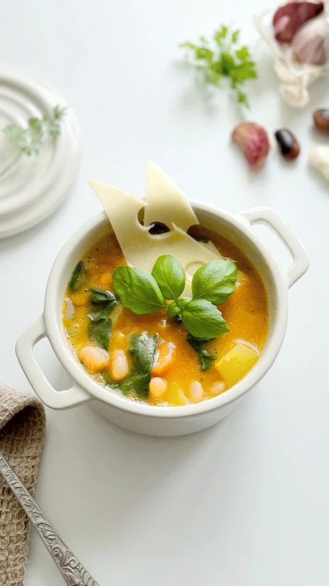 Fazolová polévka s uzenou paprikou a špenátem